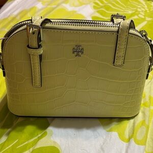 Tory Burch Light Yellow Croc-Embossed Crossbody Bag